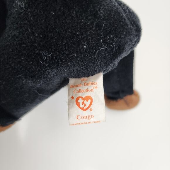 Ty Beanie Babies 1996 Congo the Gorilla Beanbag Plush Black Brown 6" Without Tag - Picture 6 of 8